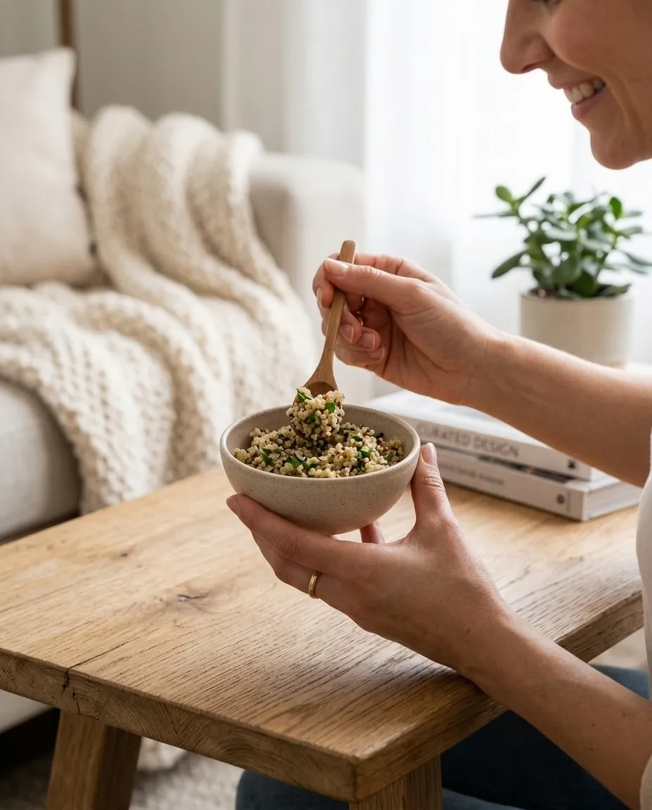 Eco-Friendly Rice Husk Serving Bowl - Rounded Design - Off White - Image 2