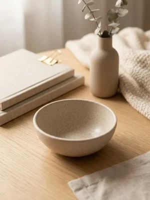 Eco-Friendly Rice Husk Serving Bowl - Rounded Design - Off White
