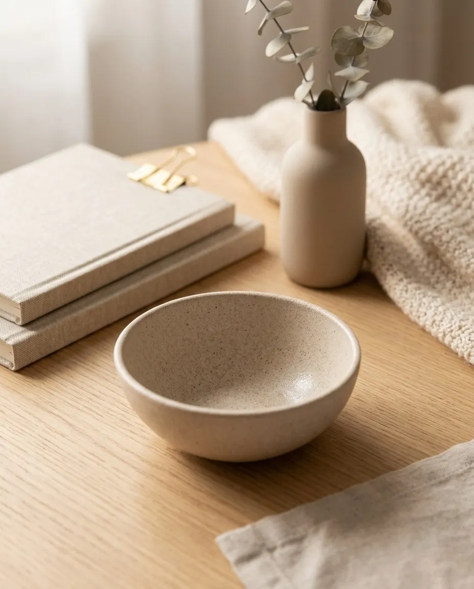 Eco-Friendly Rice Husk Serving Bowl - Rounded Design - Off White