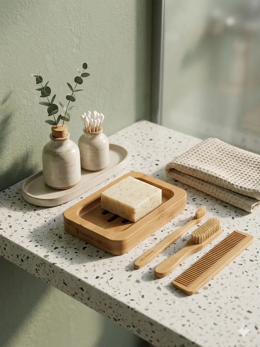 Natural Bamboo Soap Holder with Drainage Slots - Image 2