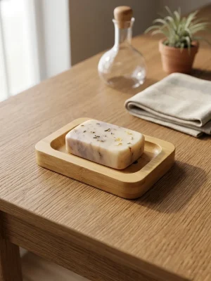 Natural Bamboo Soap Holder with Drainage Slots