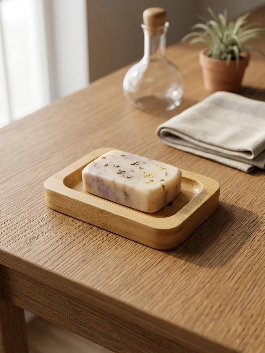 Natural Bamboo Soap Holder with Drainage Slots