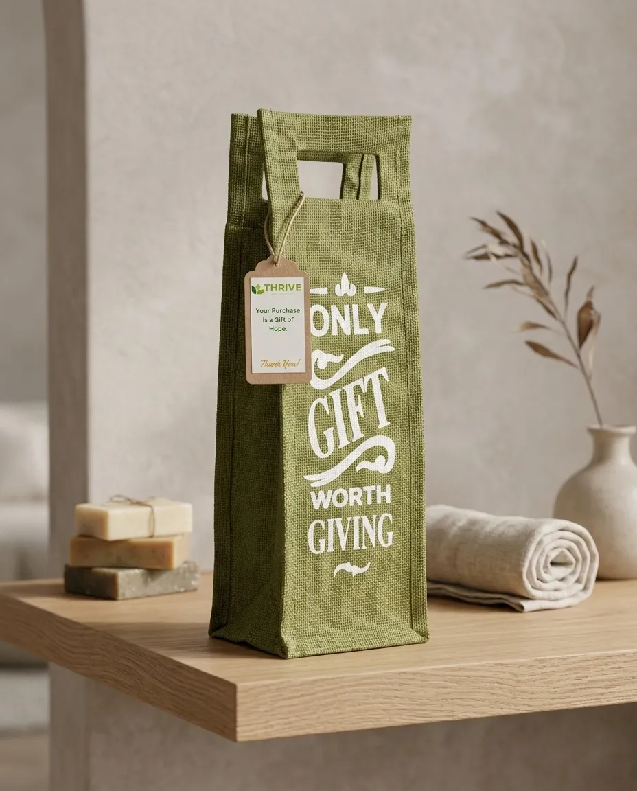 Reusable Water Bottle Carry Bag Made With Jute - Olive