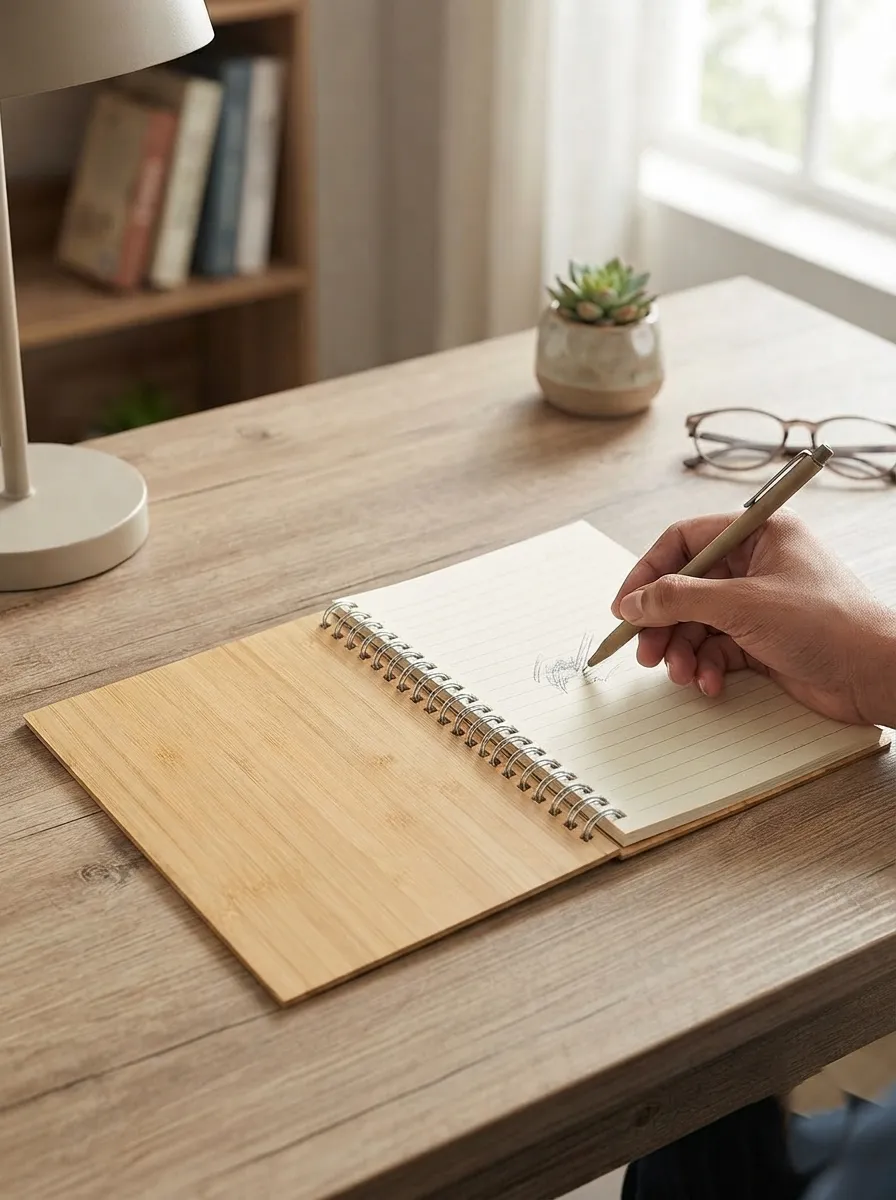 Bamboo Cover Spiral Notebook - Image 3