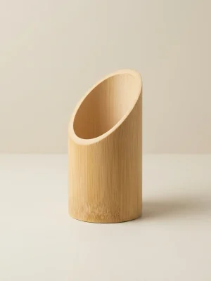 Angled Bamboo Stationery Holder