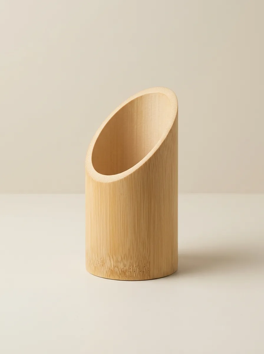 Angled Bamboo Stationery Holder