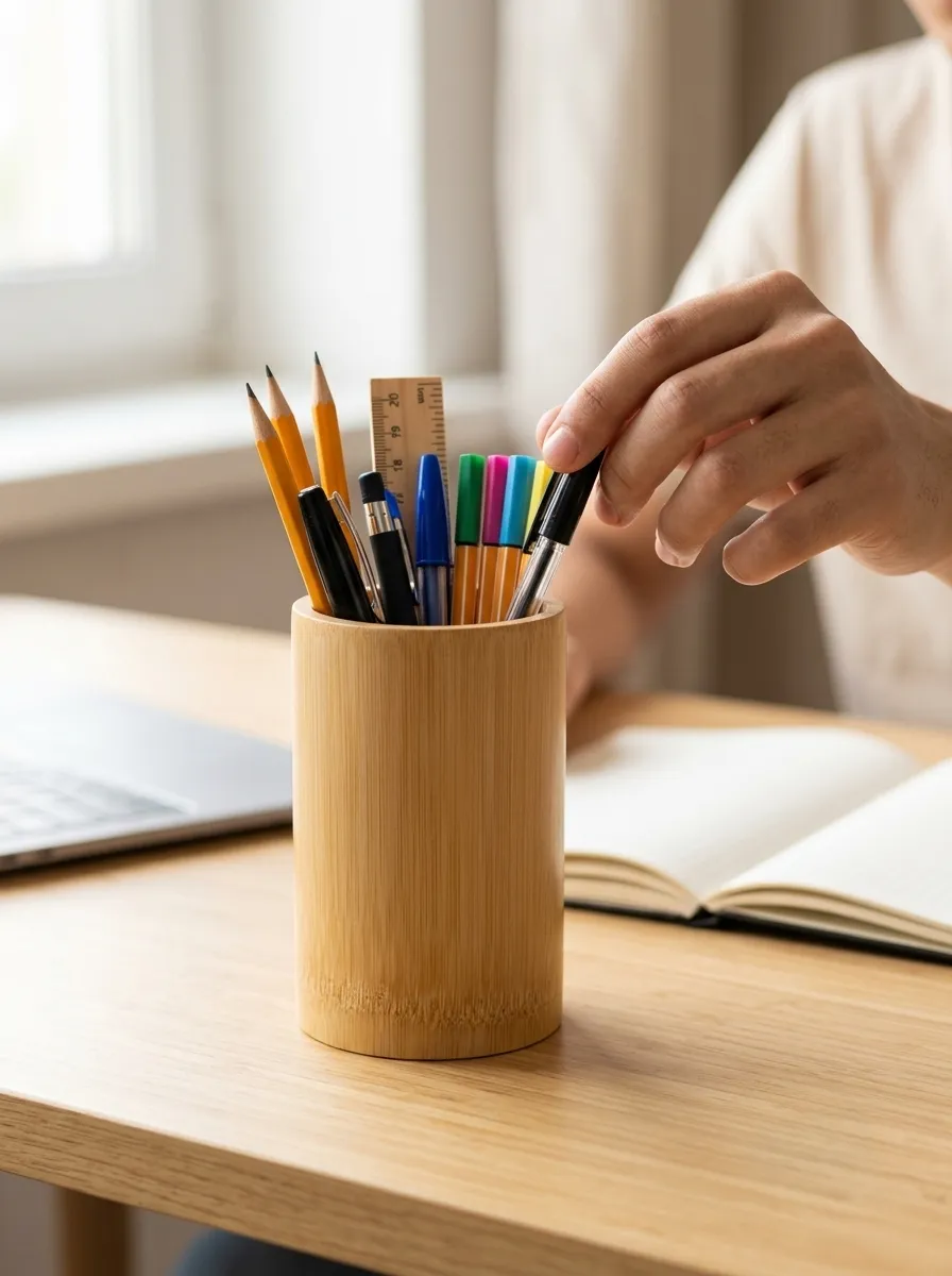 Bamboo Cylindrical Pen Holder - Image 2