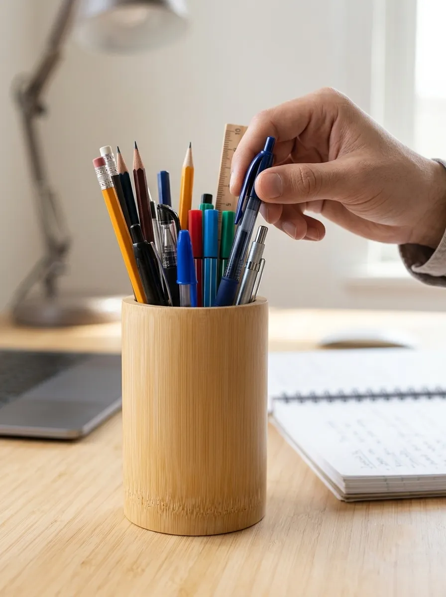 Bamboo Cylindrical Pen Holder - Image 3
