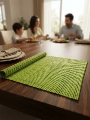Green Bamboo Table Mat For Everyday Dining Use
