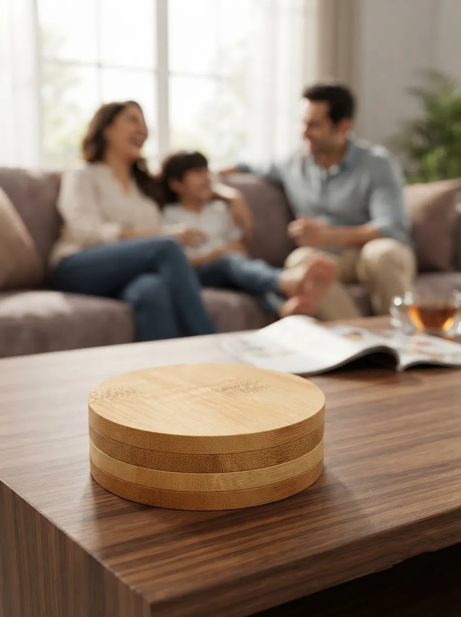 Bamboo Tea Coaster Set - Pack of 4 - Image 2