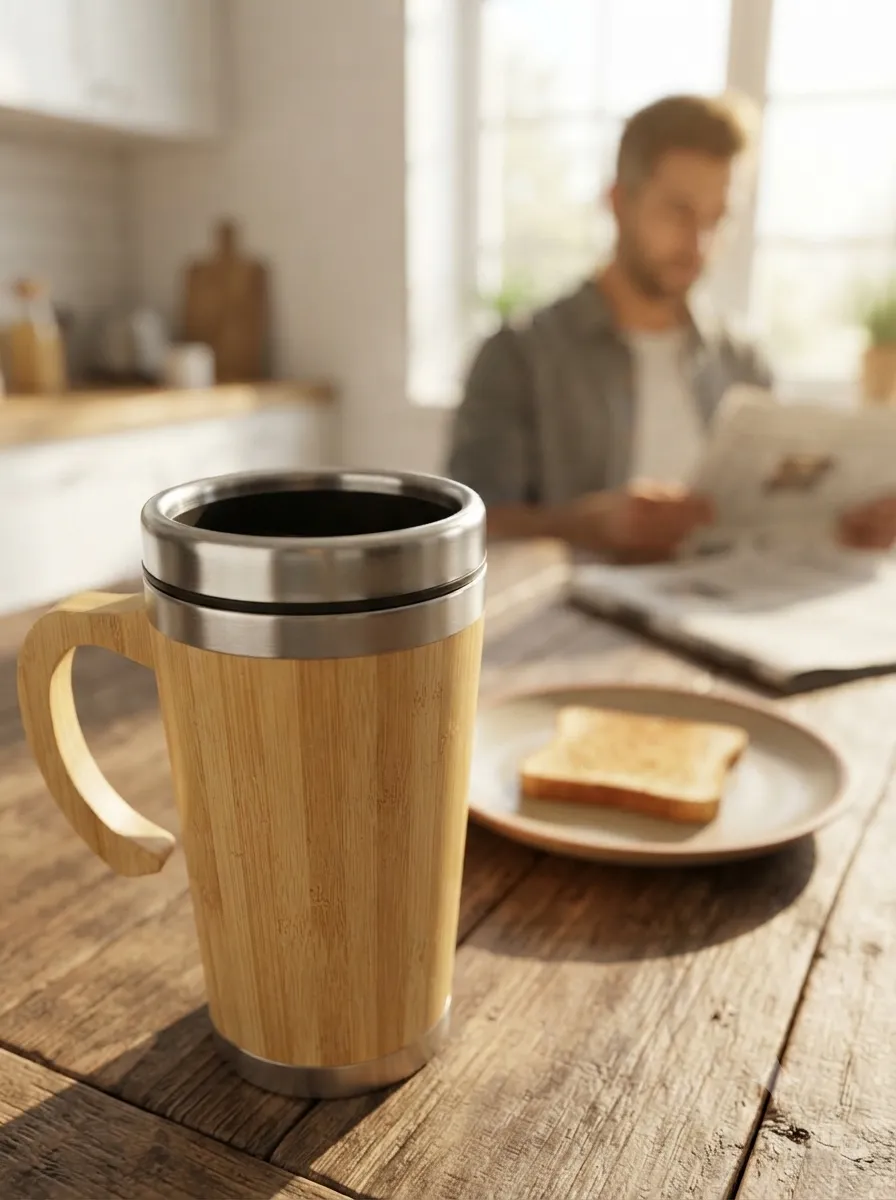 Bamboo Travel Mug with Stainless Steel Interior - Image 2