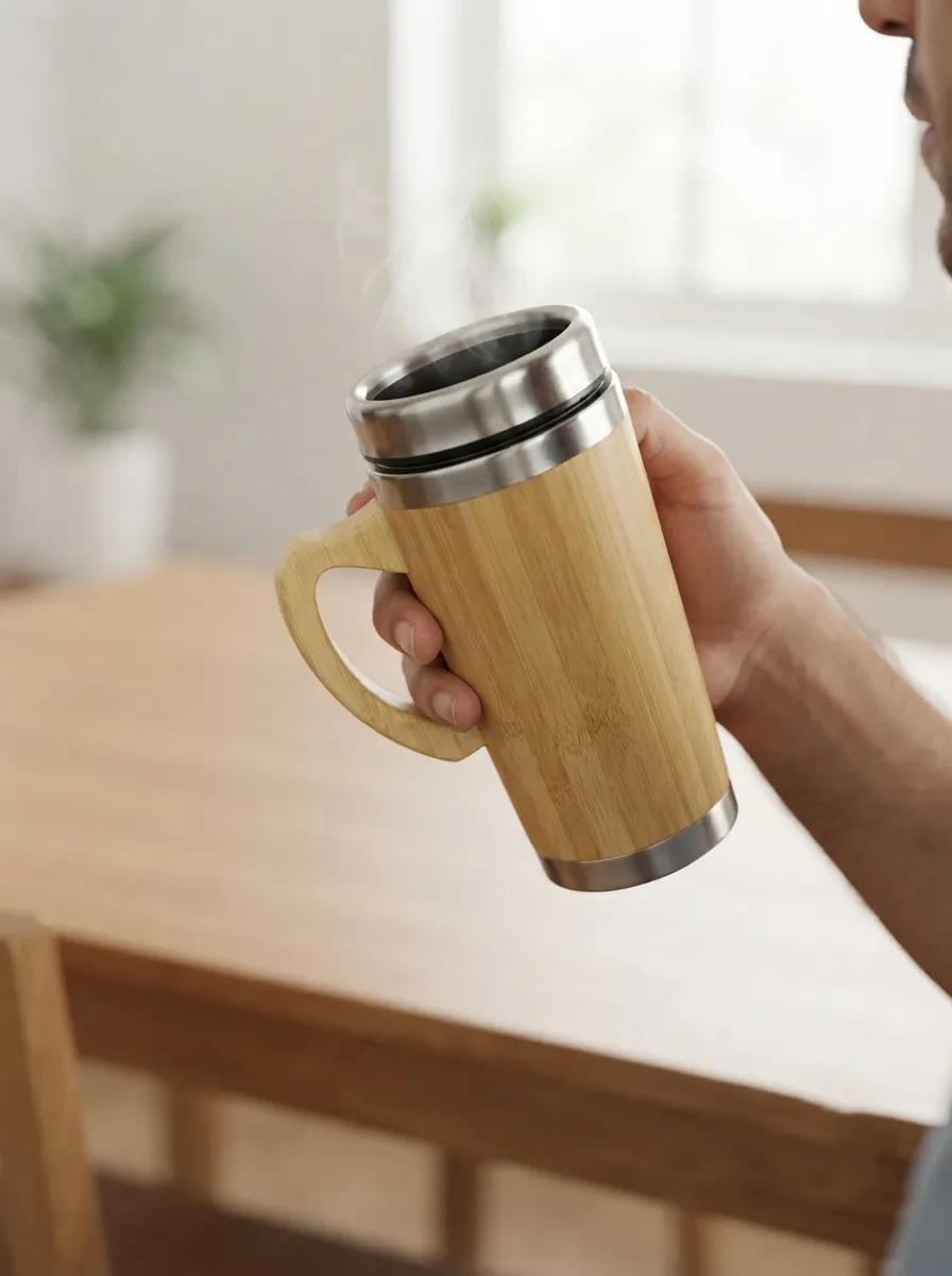 Bamboo Travel Mug with Stainless Steel Interior - Image 3