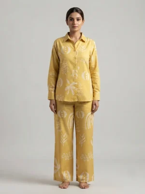 Women's Premium Premium Rayon Cord Set - Shirt Pant Combo - Yellow