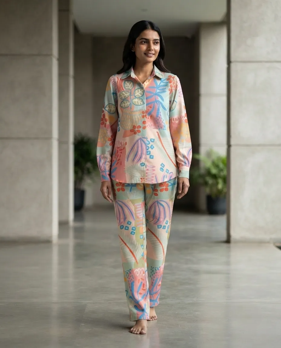 Women's Premium Premium Rayon Cord Set - Shirt Pant Combo - Premium Floral - Image 2
