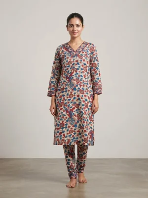 Women's Premium Premium Rayon Cord Set - Shirt Pant Combo - Multicolor Pattern