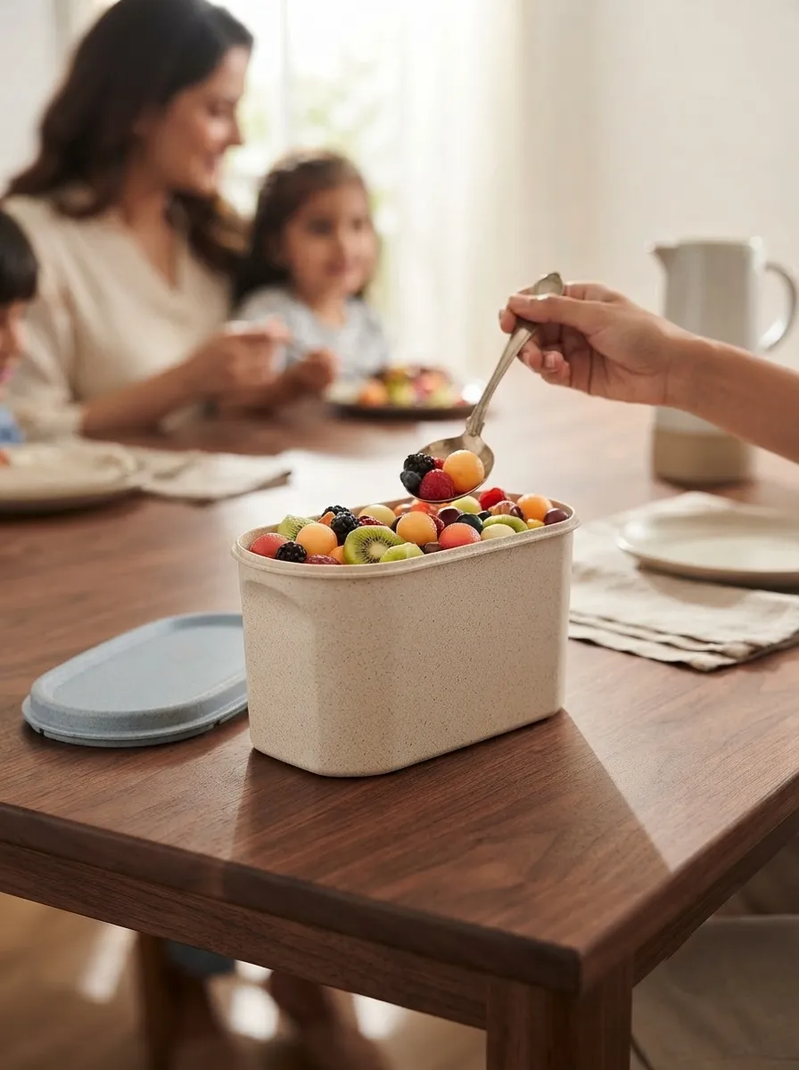 Rectangular Food Storage Box with Blue Lid - Image 2