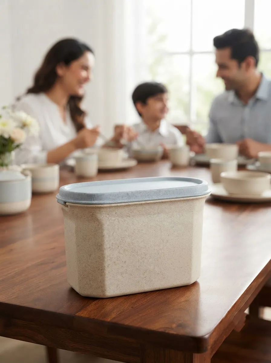 Rectangular Food Storage Box with Blue Lid - Image 3