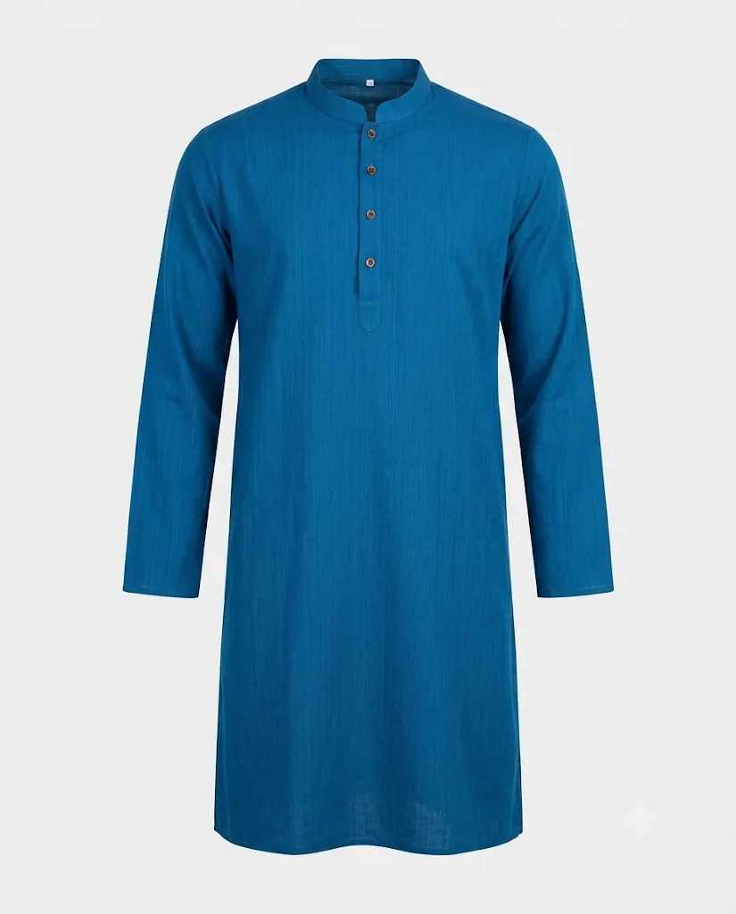 Premium Cotton Punjabi for Men | Comfortable Traditional Wear for Everyday and Casual Occasions - Navy Blue - Image 2