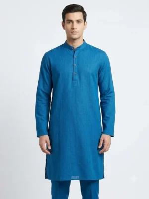 Premium Cotton Punjabi for Men | Comfortable Traditional Wear for Everyday and Casual Occasions - Navy Blue