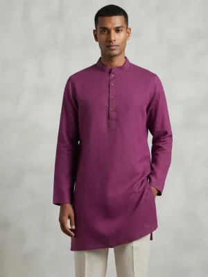 Premium Cotton Punjabi for Men | Comfortable Traditional Wear for Everyday and Casual Occasions - Purple