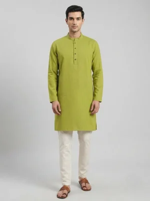 Premium Cotton Punjabi for Men | Comfortable Traditional Wear for Everyday and Casual Occasions - Olive