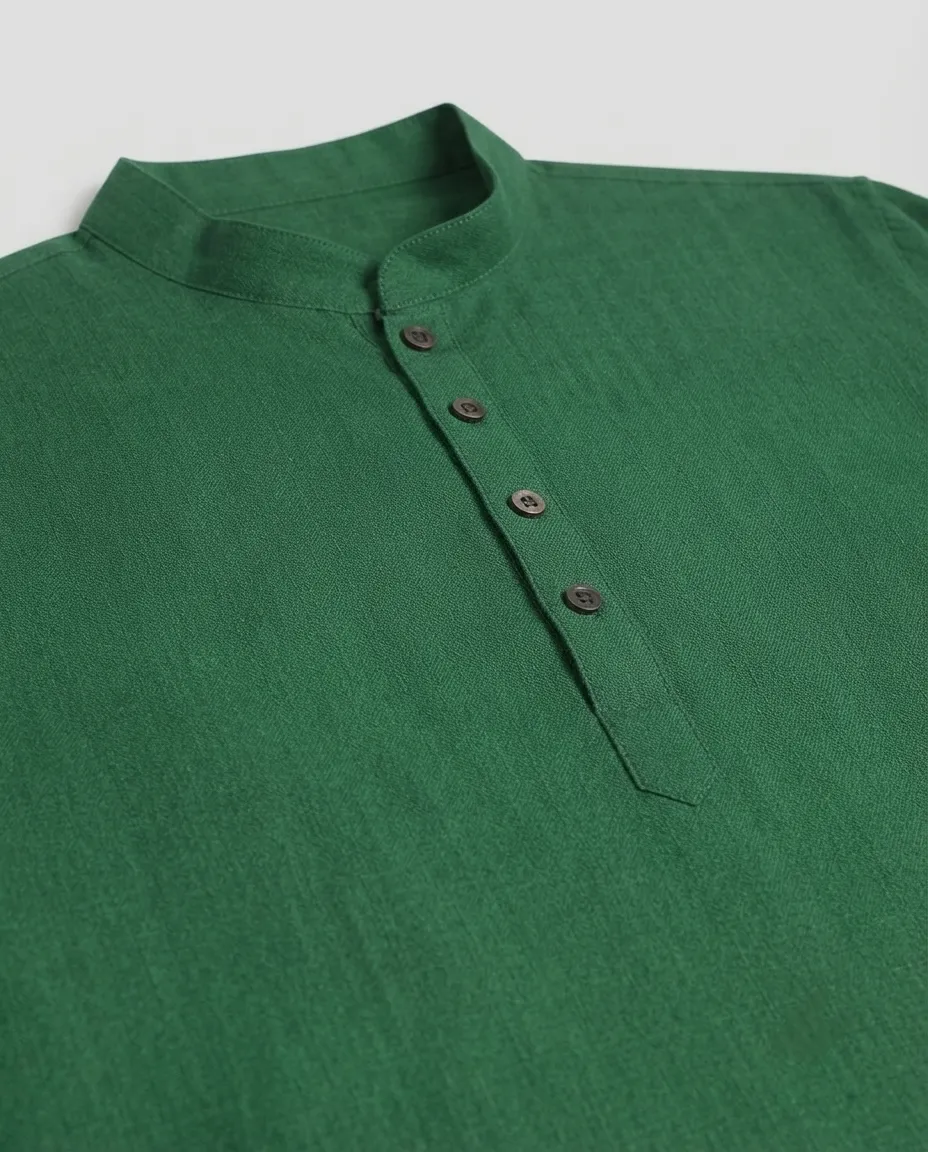 Premium Cotton Punjabi for Men | Comfortable Traditional Wear for Everyday and Casual Occasions - Green - Image 2