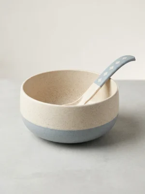 Rice Husk Soup Bowl with Spoon - Blue