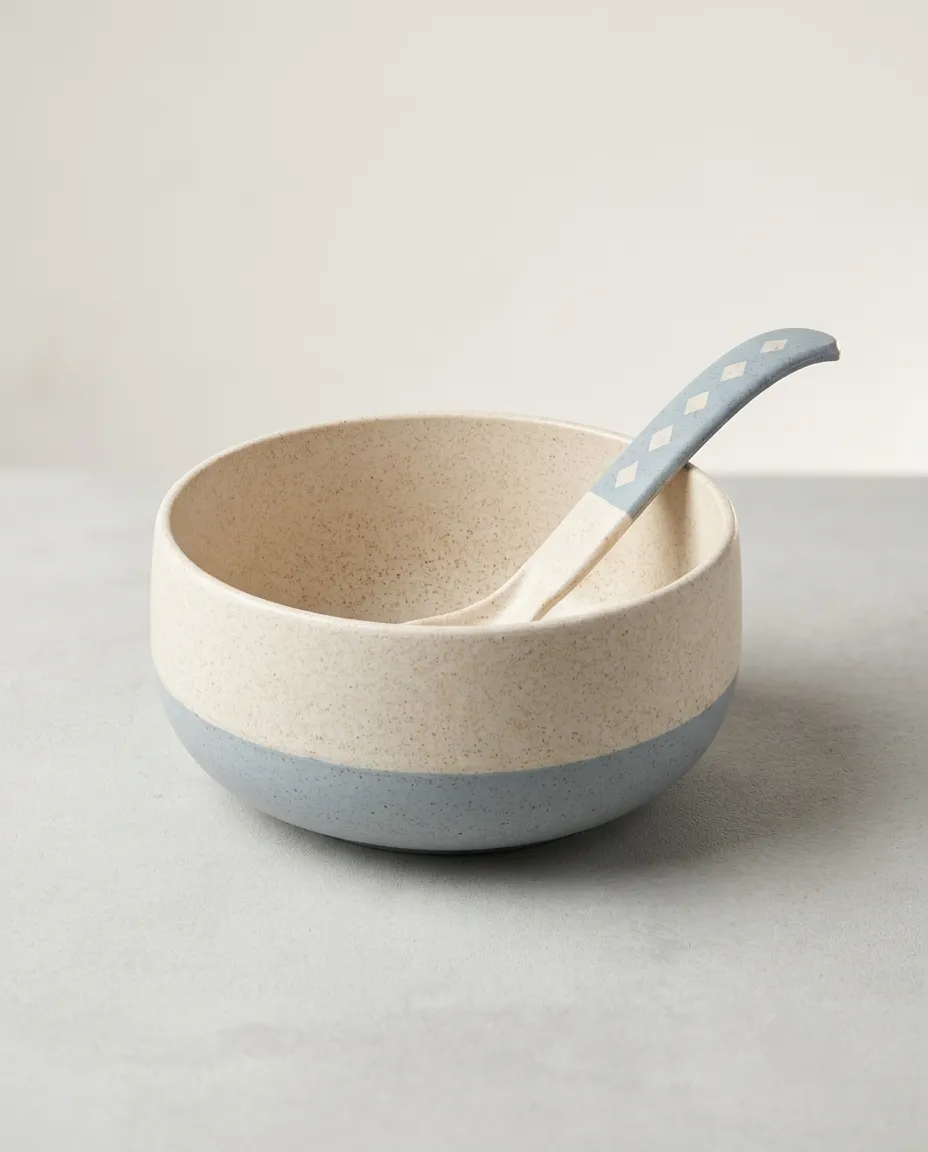 Rice Husk Soup Bowl with Spoon - Blue