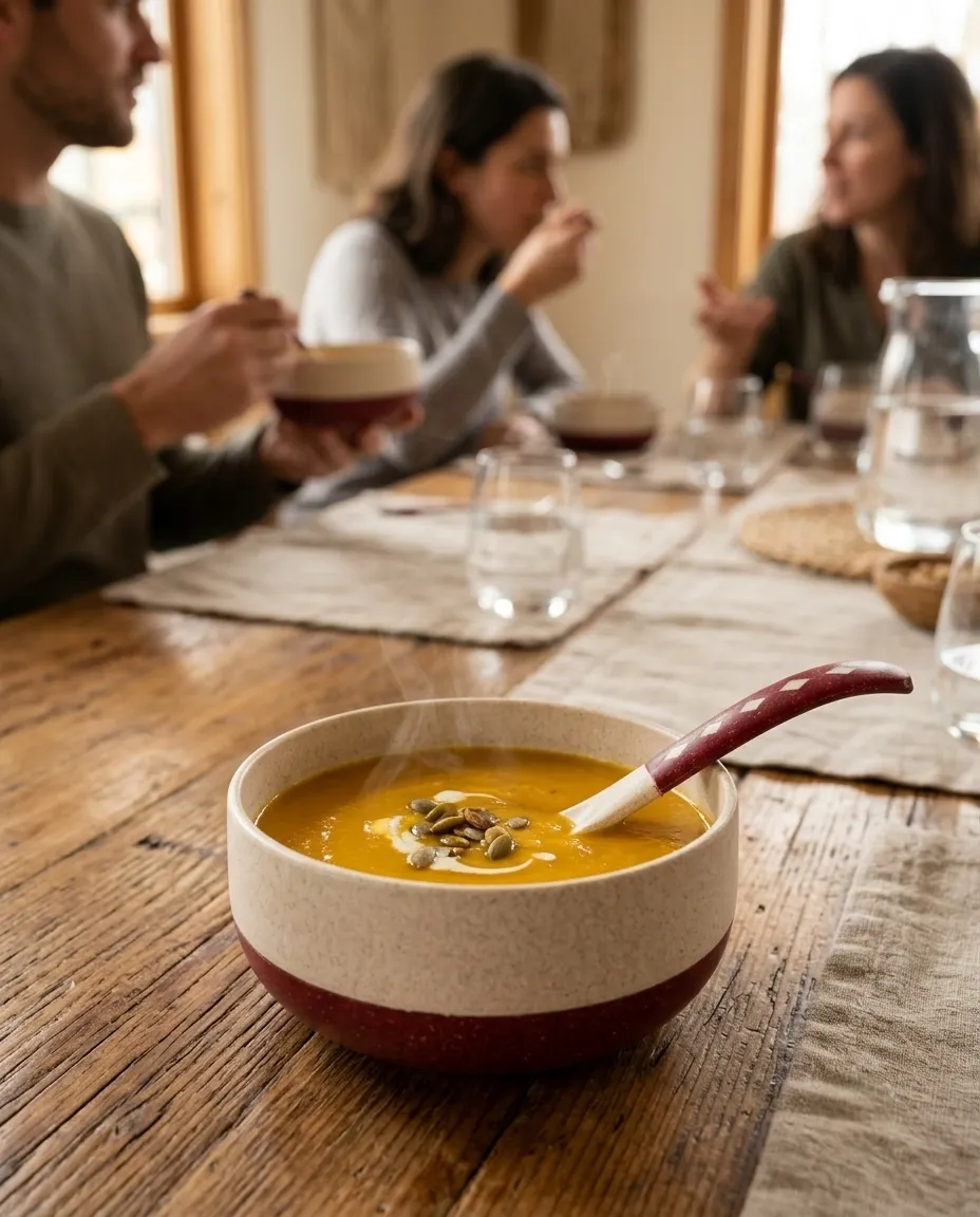 Rice Husk Soup Bowl with Spoon - Burgundy - Image 3