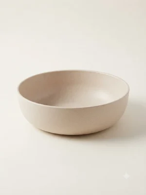 Eco-Friendly Beige Round Serving Bowl With Flat Base