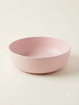 Eco-Friendly Pink Round Serving Bowl With Flat Base