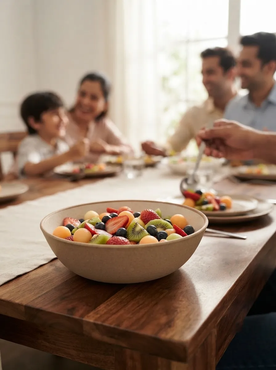 Eco-Friendly Beige Round Serving Bowl - Image 2