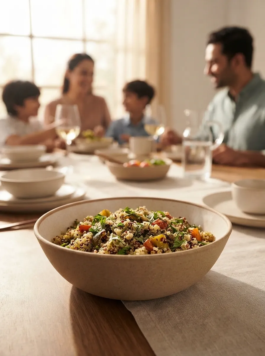 Eco-Friendly Beige Round Serving Bowl - Image 3