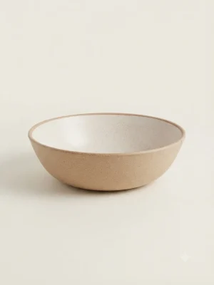 Eco-Friendly Beige Round Serving Bowl