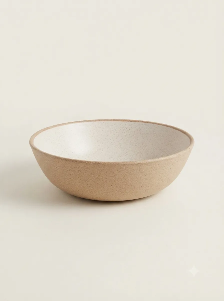 Eco-Friendly Beige Round Serving Bowl