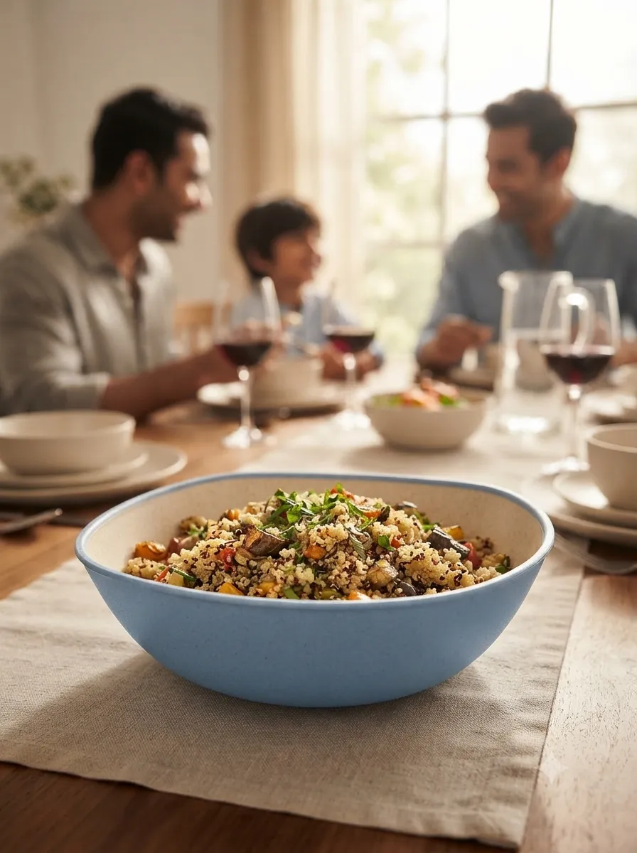 Eco-Friendly Blue Round Serving Bowl - Image 2