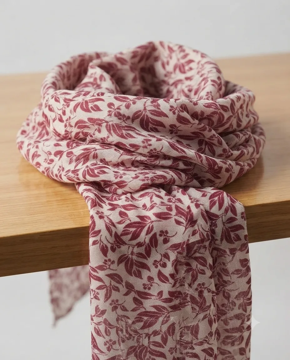 Premium Pure Rayon Scarf for Women | Soft and Lightweight Everyday Fashion Accessory - Burgundy Floral - Image 2