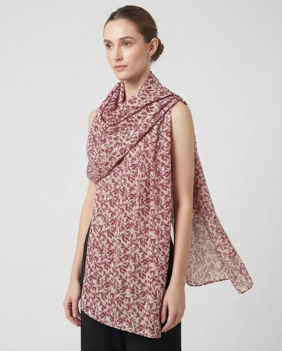 Premium Pure Rayon Scarf for Women | Soft and Lightweight Everyday Fashion Accessory - Burgundy Floral