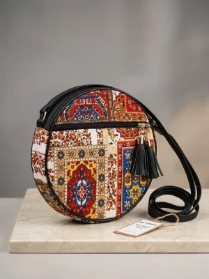 Women?s Premium Stylish Printed Round Sling Bag