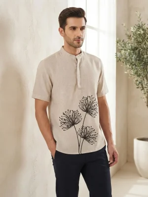 Men's Solid Regular Fit Casual Shirt with Spread Collar and Half Sleeves, Designed with a Clean Button Placket and Everyday Versatile Construction - 3 Strand Flower