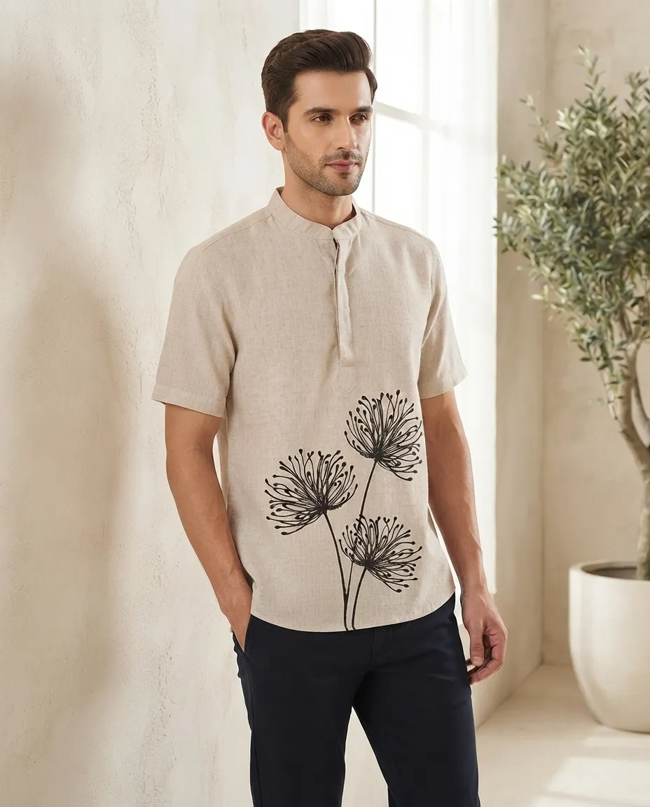 Men's Solid Regular Fit Casual Shirt with Spread Collar and Half Sleeves, Designed with a Clean Button Placket and Everyday Versatile Construction - 3 Strand Flower