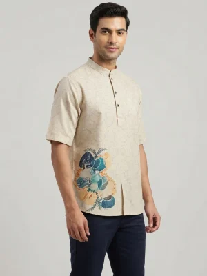 Men's Solid Regular Fit Casual Shirt with Spread Collar and Half Sleeves, Designed with a Clean Button Placket and Everyday Versatile Construction - Bottom Right Color Print