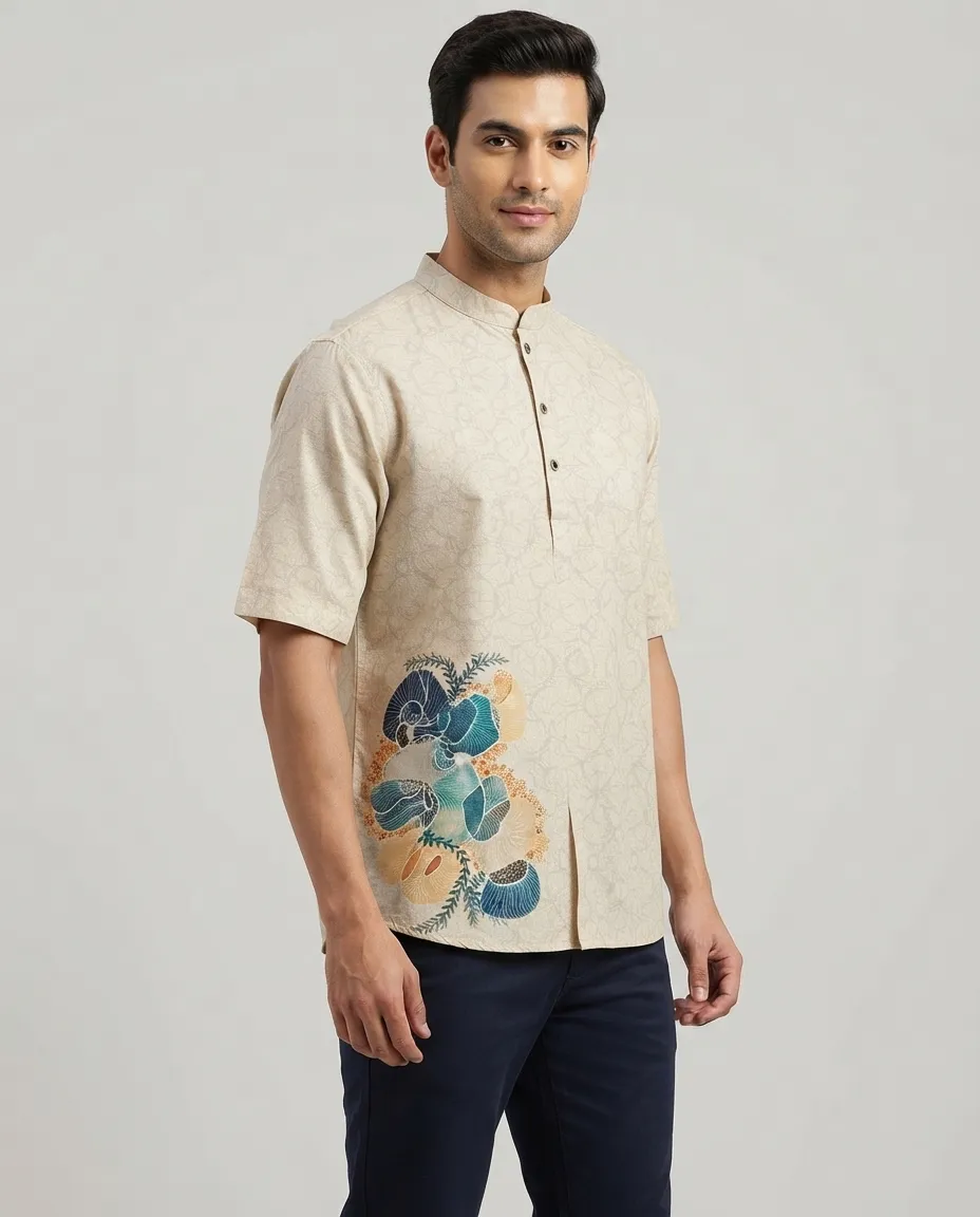 Men's Solid Regular Fit Casual Shirt with Spread Collar and Half Sleeves, Designed with a Clean Button Placket and Everyday Versatile Construction - Bottom Right Color Print