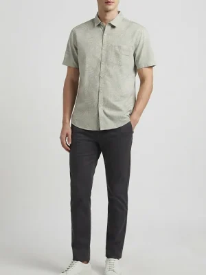 Men's Solid Regular Fit Casual Shirt with Spread Collar and Half Sleeves, Designed with a Clean Button Placket and Everyday Versatile Construction - Light Olive
