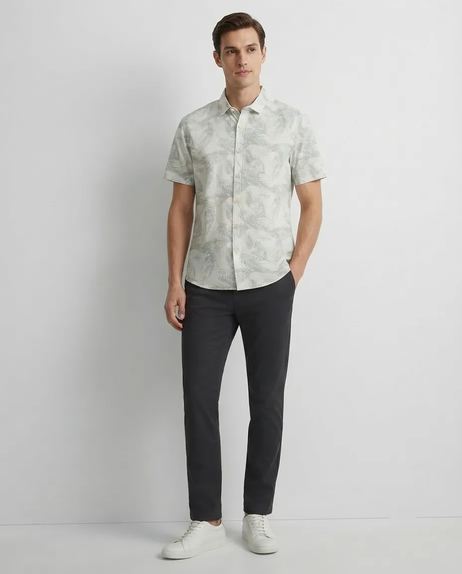 Men's Solid Regular Fit Casual Shirt with Spread Collar and Half Sleeves, Designed with a Clean Button Placket and Everyday Versatile Construction - Teal Vacation