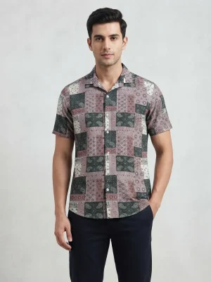 Men's Solid Regular Fit Casual Shirt with Spread Collar and Half Sleeves, Designed with a Clean Button Placket and Everyday Versatile Construction - 90's Club Style