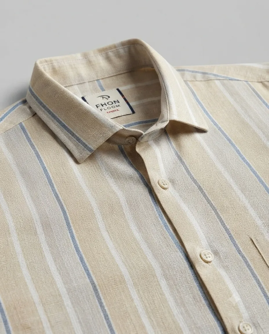 Men's Solid Regular Fit Casual Shirt with Spread Collar and Full Sleeves, Featuring a Button Placket, and Classic Straightforward Styling - 90's Vintage Stripes - Image 2