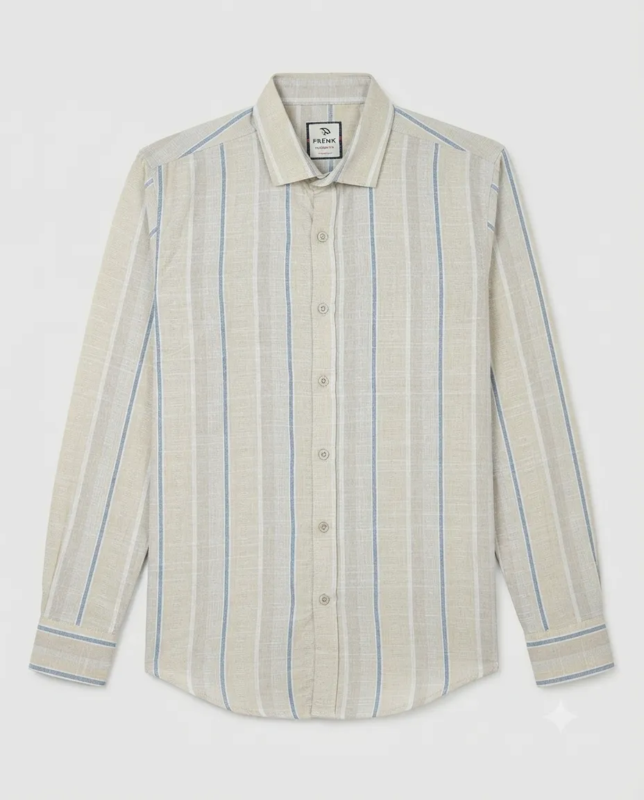 Men's Solid Regular Fit Casual Shirt with Spread Collar and Full Sleeves, Featuring a Button Placket, and Classic Straightforward Styling - 90's Vintage Stripes - Image 3