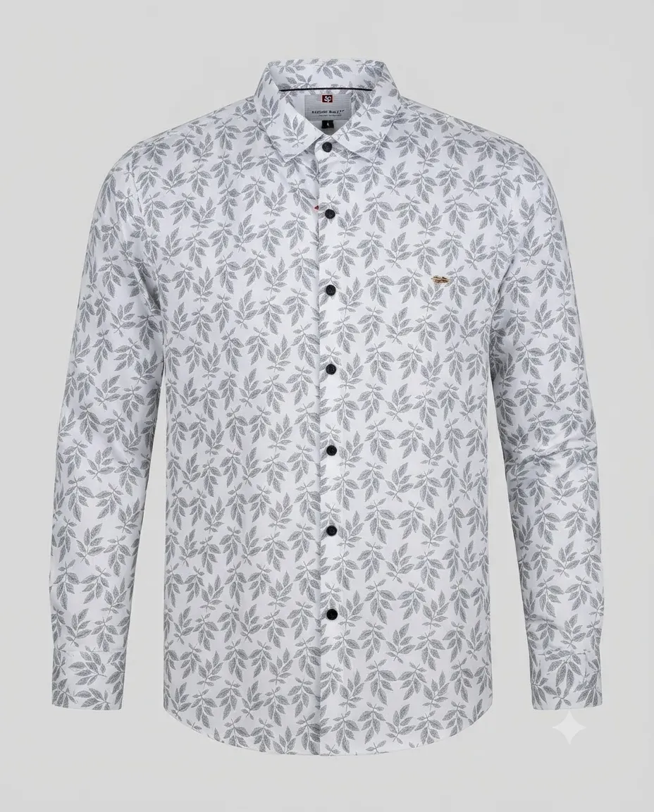 Men's Solid Regular Fit Casual Shirt with Spread Collar and Full Sleeves, Featuring a Button Placket, and Classic Straightforward Styling - Plant Imprints - Image 2