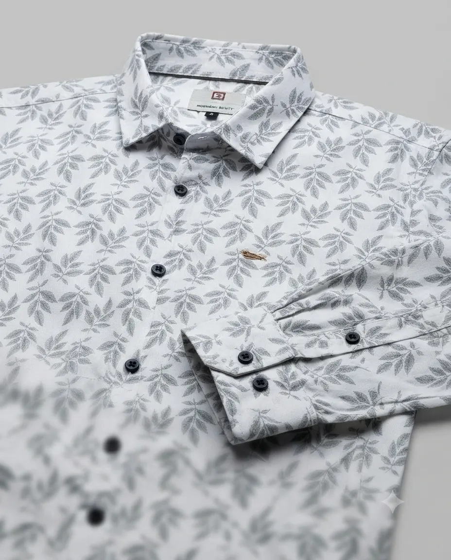 Men's Solid Regular Fit Casual Shirt with Spread Collar and Full Sleeves, Featuring a Button Placket, and Classic Straightforward Styling - Plant Imprints - Image 3